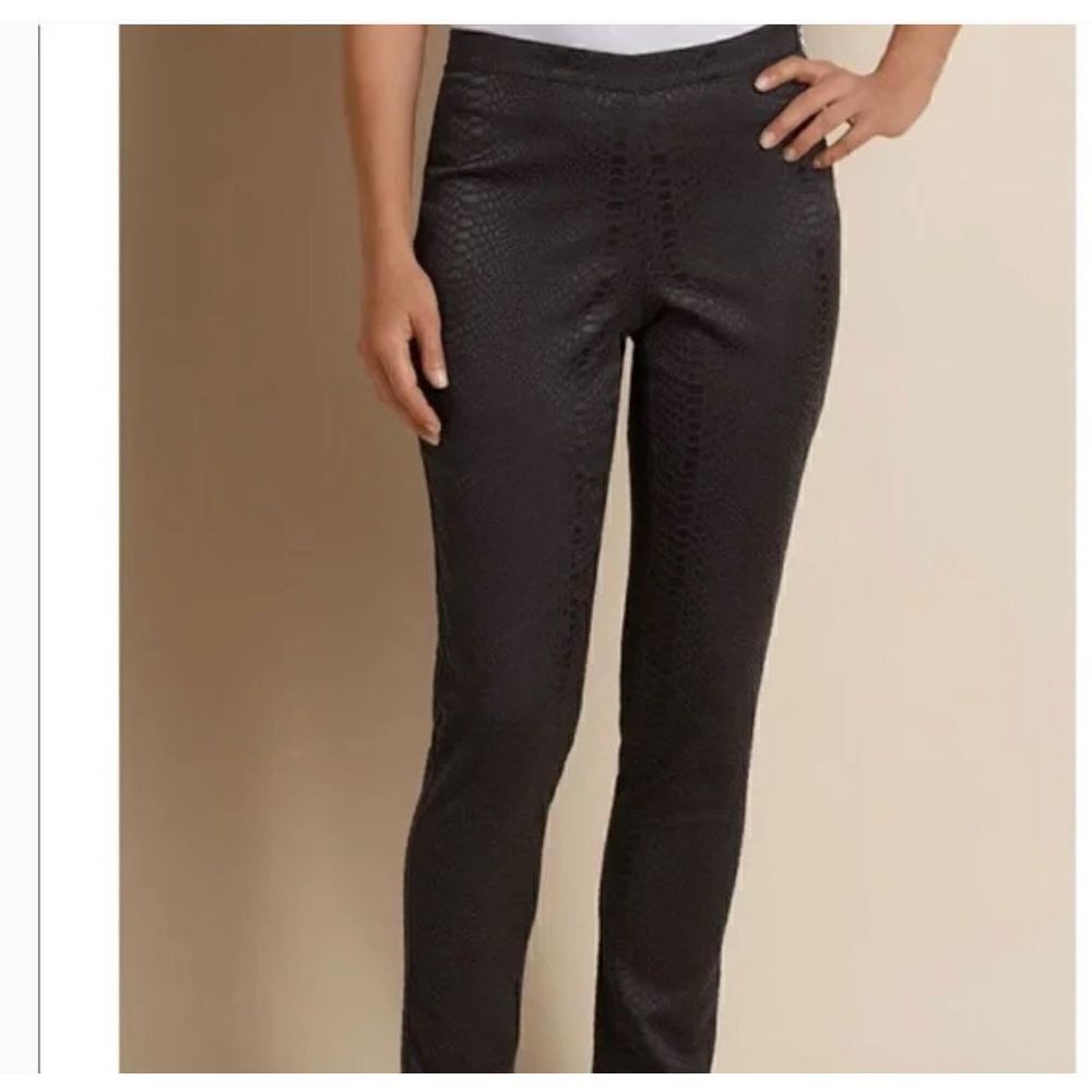 Soft Surroundings Julienne Jacquard Black Python Print Slim Pants
